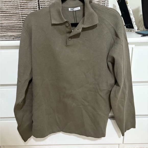 Zara Men's Casual Olive Button Down Shirt - Picture 1 of 3